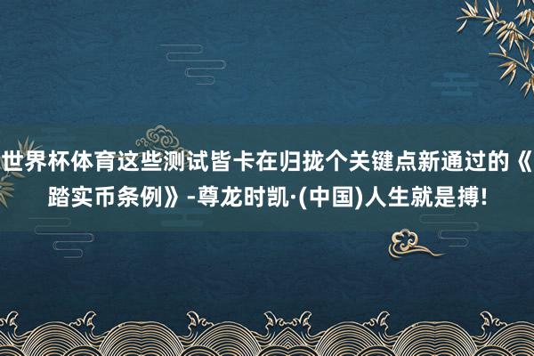 世界杯体育这些测试皆卡在归拢个关键点新通过的《踏实币条例》-尊龙时凯·(中国)人生就是搏!