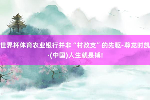 世界杯体育农业银行并非“村改支”的先驱-尊龙时凯·(中国)人生就是搏!