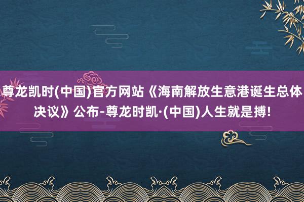 尊龙凯时(中国)官方网站《海南解放生意港诞生总体决议》公布-尊龙时凯·(中国)人生就是搏!