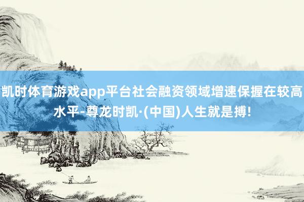 凯时体育游戏app平台社会融资领域增速保握在较高水平-尊龙时凯·(中国)人生就是搏!