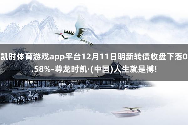 凯时体育游戏app平台12月11日明新转债收盘下落0.58%-尊龙时凯·(中国)人生就是搏!